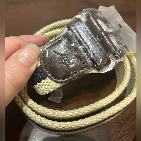 Boston Scott Golf Mens Belt Size 36 Brown Leather and Canvas Silver Tone Buckle - Picture 2 of 5